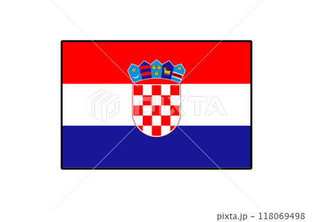 The design displays the flag of Croatia, showcasing its red, white, and blue stripes along with the distinctive coat of arms featuring a checkerboard pattern and crowns. 118069498