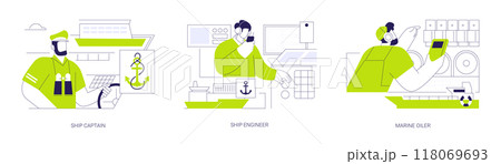 Sea transport professions abstract concept vector illustrations. Sea transport professions abstract concept vector illustrations. 118069693