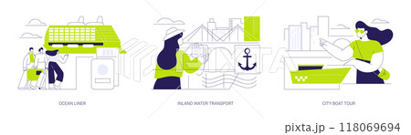 Passenger marine transportation abstract concept vector illustrations. 118069694