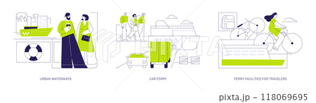 Ferry boat abstract concept vector illustrations. 118069695