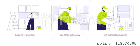 Kitchen works abstract concept vector illustrations. Kitchen works abstract concept vector illustrations. 118070309