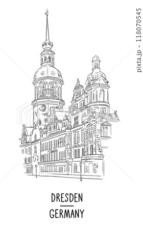 Germany hand drawn landmark Dresden vector illustration 118070545