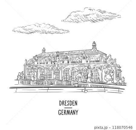 Germany hand drawn attraction Dresden vector illustration Germany hand drawn attraction Dresden vector illustration 118070546