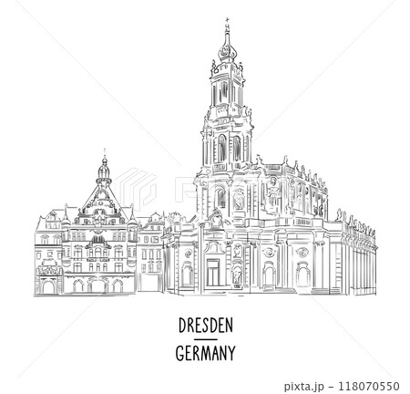 Germany hand drawn landmark Dresden square vector illustration Germany hand drawn landmark Dresden square vector illustration 118070550