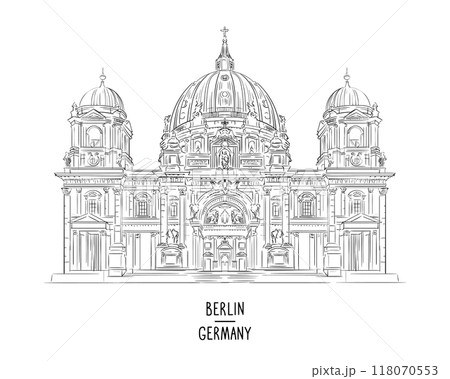 Germany hand drawn landmark Berlin Cathedral vector illustration 118070553