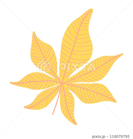 A vibrant yellow leaf illustration symbolizing autumn and nature beauty. Perfect for seasonal decor, fall-themed designs, or nature-inspired artwork 118070795