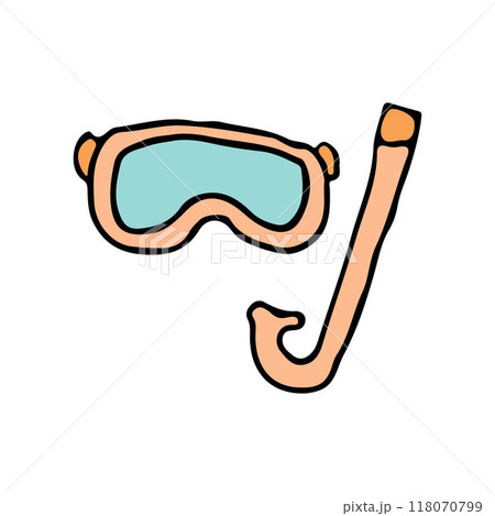 A simple snorkel and mask set, ideal for underwater exploration, swimming, and beach vacations. Perfect for water sports enthusiasts and summer fun 118070799