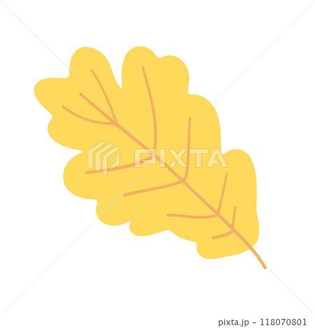 A delicate yellow oak leaf design capturing the essence of fall foliage, ideal for autumn-themed projects, nature illustrations, and eco-friendly designs 118070801