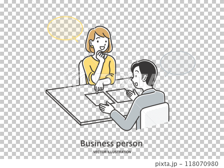 向男性顧問諮詢的女性 118070980