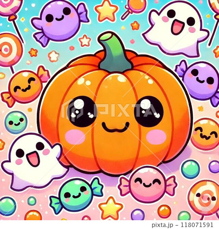 カラフルおばけちゃん&カボチャ カラフルおばけちゃん&カボチャ