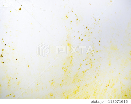 Mold on bathroom enamel. Black dots of mold and yellow plaque. Requires cleaning. Before using cleaning products. 118071616