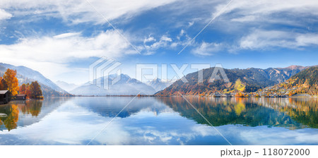 Amazing panoramic view of the city and mountains around  Zell lake or Zeller See . 118072000