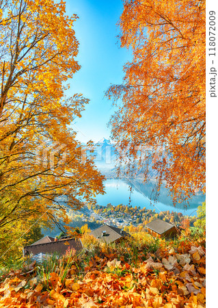 Amazing view of the city and mountains around  Zell lake or Zeller See . 118072009