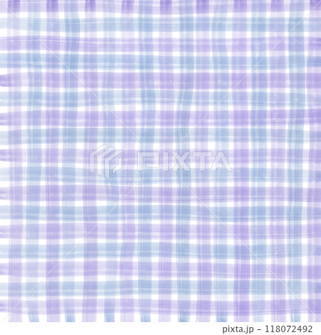 Blue Purple Gingham Check Hand Drawn Background Overlay 118072492
