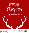 Red Christmas vector card with deer horns	 118072509