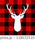 Lumberjack red and black plaid with the white silhouette of a deer's head	 118072510