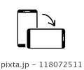 Rotating phone from vertical to horizontal position. Phone vector icon	 118072511