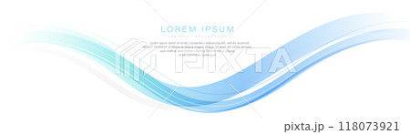 White abstract horizontal banner background with wave graphic. Modern green turquoise and blue gradient wave curve shape design. Suit for brochure, presentation, corporate, website, flyer 118073921