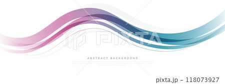 Abstract flowing wave on white background with space for your text. Trendy gradient curve lines. Transparent wave shape element. Modern design. Futuristic technology concept. Vector illustration 118073927