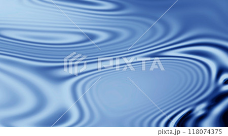 Waves, ripple and blue with water drop pattern with mockup for 3d, digital and texture. Environment, design and futuristic with liquid in background for abstract, sustainability and art deco graphic 118074375
