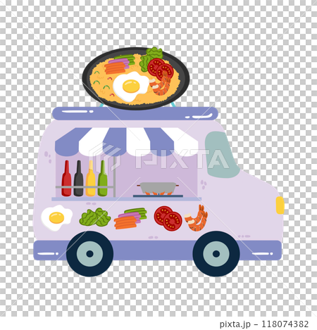 fried rice food truck hand drawn  fried rice food truck hand drawn  118074382