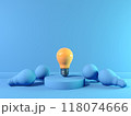 One out unique idea light bulb - 3D 118074666