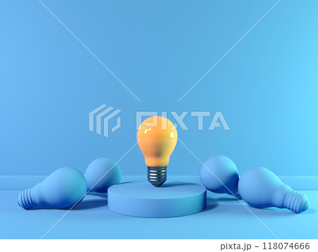One out unique idea light bulb - 3D 118074666