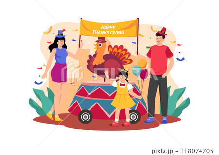 Family celebrating Thanksgiving Day together 118074705