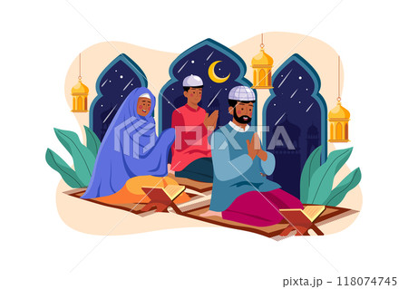 Eid Al-adha Illustration concept. Flat illustration isolated on white background 118074745