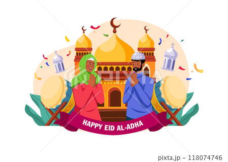 Eid Al-adha Illustration concept. Flat illustration isolated on white background 118074746
