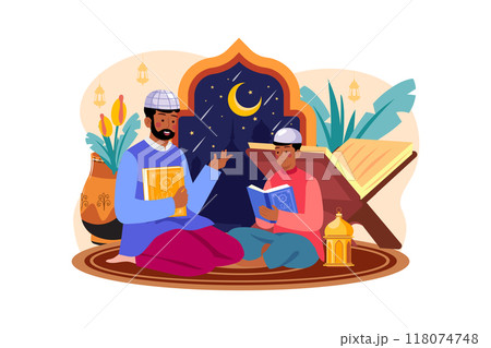 Eid Al-adha Illustration concept. Flat illustration isolated on white background 118074748