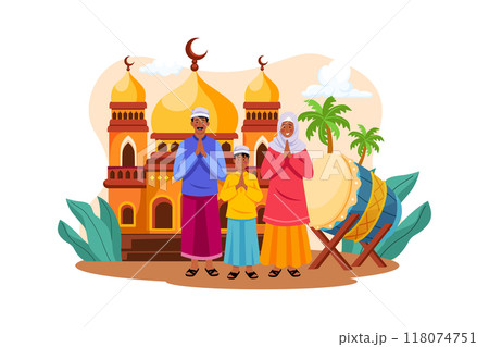 Eid Al-adha Illustration concept. Flat illustration isolated on white background 118074751