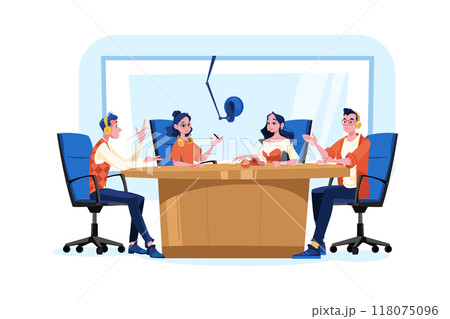 People recording conference podcast 118075096