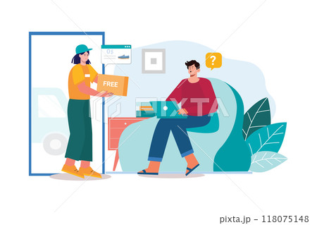 Man getting free product delivery Man getting free product delivery 118075148