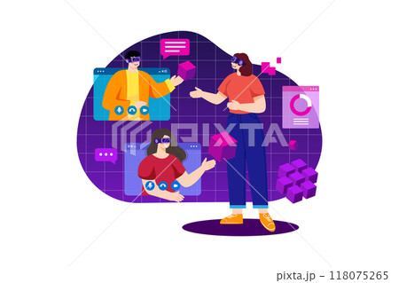 Online video meeting in the metaverse Online video meeting in the metaverse 118075265