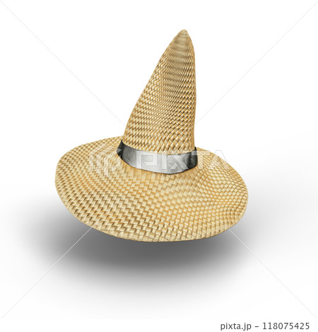 Witch Wizard Magic Hat Isolated on White Background. 3D Illustration. File with Clipping Path. Witch Wizard Magic Hat Isolated on White Background. 3D Illustration. File with Clipping Path. 118075425