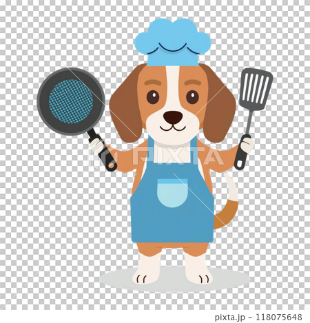 Beagle 2, a chef holding a frying pan and a spatula / Material for flyers and posters 118075648