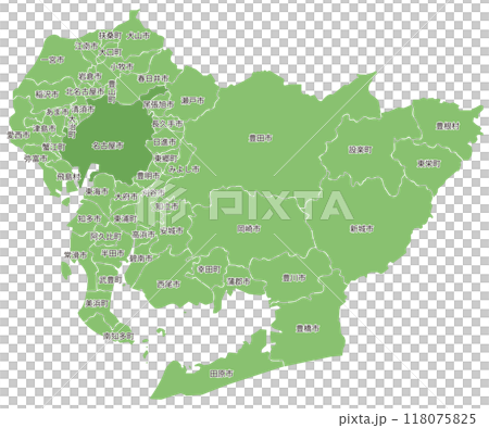 分割できる愛知県地図 市町村名あり 分割できる愛知県地図 市町村名あり 118075825