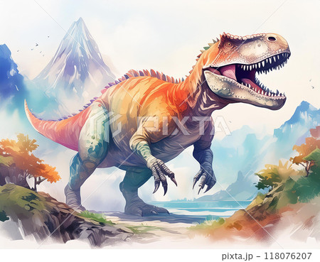 水彩画で描かれたティラノサウルス 118076207