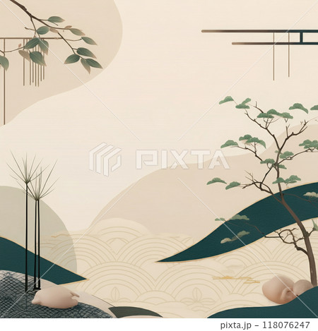 和風の和柄の背景素材のベクターイラスト 118076247