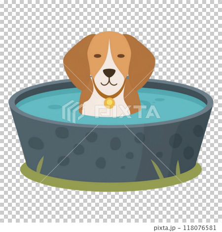 比格犬在溫泉中沐浴 1 / 傳單和海報材料 118076581