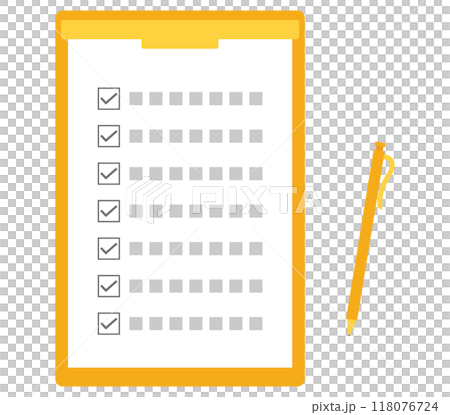 Orange questionnaire board and ballpoint pen Orange questionnaire board and ballpoint pen 118076724