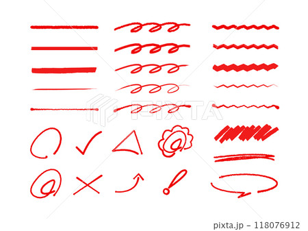 赤ペン手書き素材セット 118076912