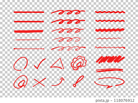 赤ペン手書き素材セット 118076912