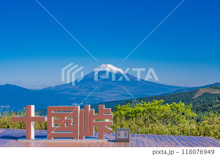 【静岡県】新緑が美しい十国峠、富士山眺望 118076949