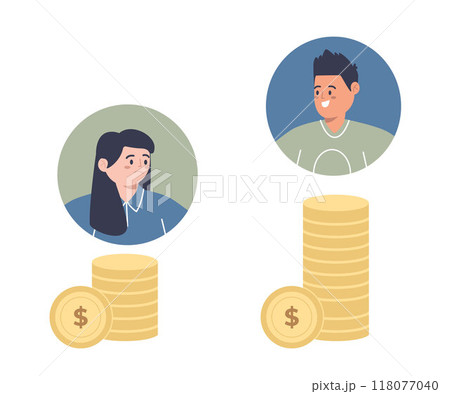 Income inequality unfair payment gender gap discrimination human worker rights unequal design set illustration Income inequality unfair payment gender gap discrimination human worker rights unequal design set illustration 118077040
