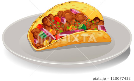 Delicious Mexican Taco on Plate Delicious Mexican Taco on Plate 118077432