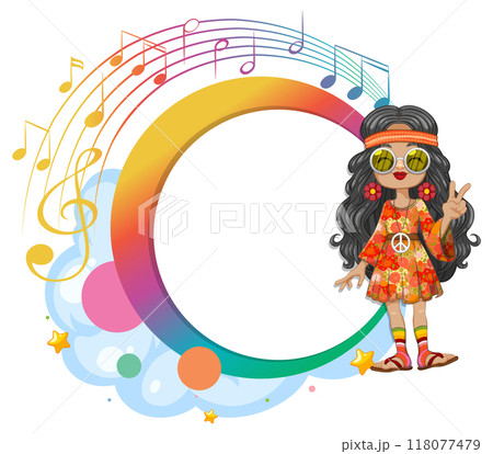 Hippie Girl with Musical Notes 118077479