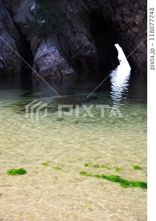 夏の鳥取県浦富海岸　小鴨ケ磯の洞門 118077748