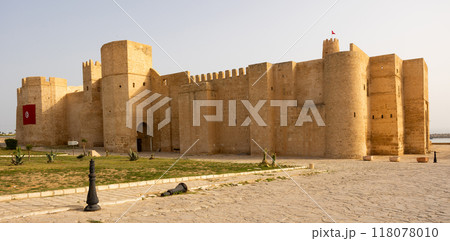 Exterior view of medieval historical fortress of Ribat of Monastir, Tunisia Exterior view of medieval historical fortress of Ribat of Monastir, Tunisia 118078010